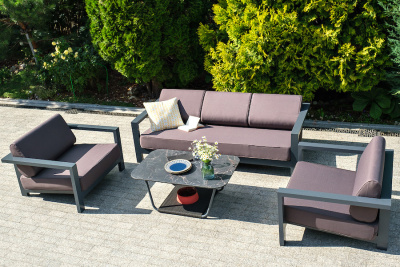 "Гранада" лаунж-зона из алюминия со столиком из HPL