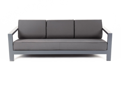 "Гранада" диван 3-местный, каркас алюминий темно-серый (RAL7024) шагрень, ткань темно-серая 027