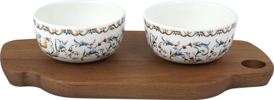 Сервировочный набор 2 чаши с деревянной доской